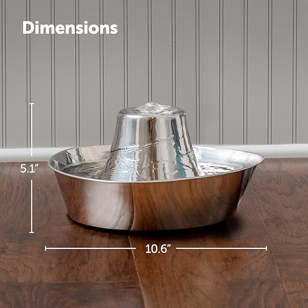 PETSAFE SEASIDE PET WATER FOUNTAIN (60 OZ/1.8L WATER CAPACITY) STAINLESS STEEL CAT WATER FOUNTAIN, HELPS PREVENT PET ACNE, SCRATCH AND RUST-RESISTANT MATERIAL