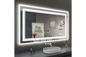 ISTRIPMF 40 x 24 Inch LED Bathroom Mirror with Lights, Front Light and Backlit Anti-Fog Dimmable Memory Lighted Vanity Mirror, Shatterproof Wall-Mounted Led Mirror for Bathroom