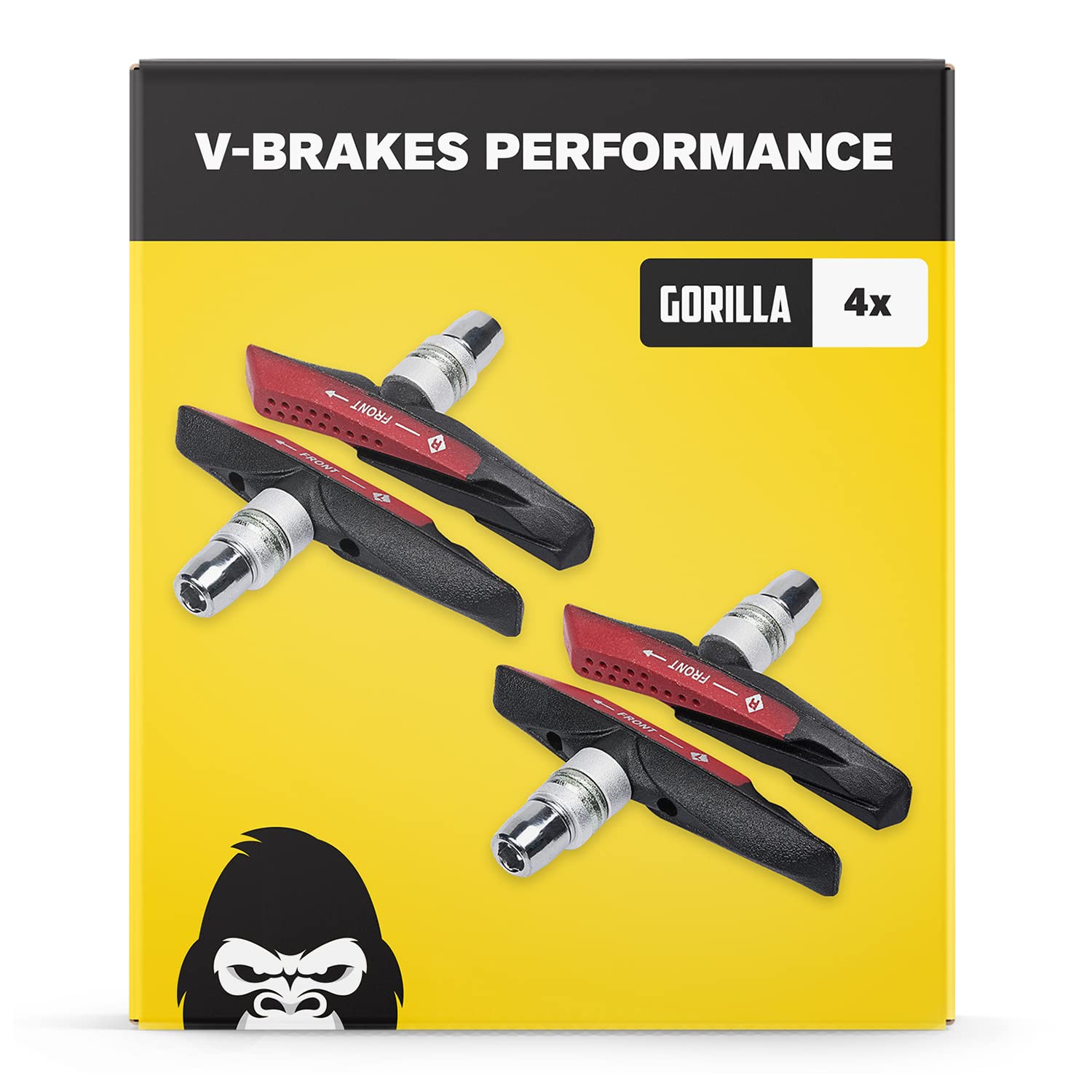 V-brake pads, 2 pairs, 72 mm, asymmetrical, for Shimano and much more, high braking performance in wet, durable, bicycle brake pads for bicycle, brake pads, bicycle