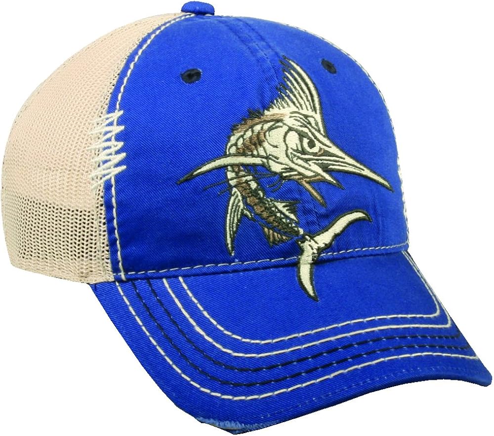 Outdoor Cap Swordfish Bones Mesh Back Cap, Royal/Beige