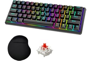 Snpurdiri 60% Gasket Wired Mechanical Gaming Keyboard, RGB Backlit 61 Keys Mini Office Keyboard,Ergonomic Small Keyboard(Black, Red Switches)