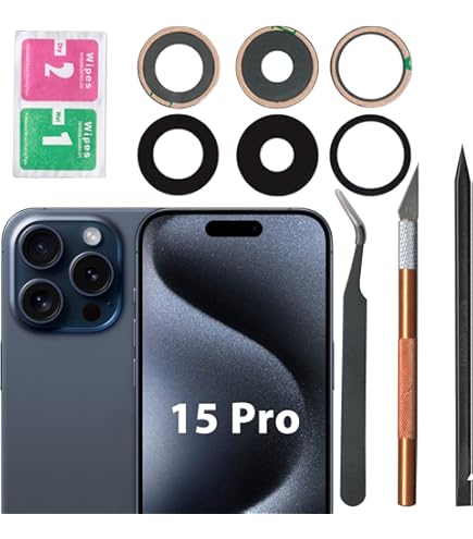 Xinidc Reemplazo De Lente De Cristal De La Cámara Trasera Original Del OEM Para IPhone 15 Pro Max De 6.7 Pulgadas Con Adhesivo Preinstalado Y Kit De Herramientas De Reparación Incluye
