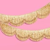 xo, Fetti Gold Scalloped Layered Fringe Banner - 5 Ft. | Bachelorette Party Decorations, Birthday Party Decor, HBD Decor, Photo Booth Banner Backdrop
