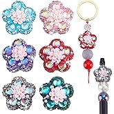 PH PandaHall 6 Colors Rhinestone Flower Beads Fancy Flower Beads for Pens, 26mm Polymer Clay Rhinestone Focal Bead Glitter Spacer Bead for Beadable Pens Keychains Jewelry Making