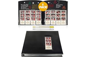 KUWORD Photo Booth Album,Premium 2x6 160 photos Leather Photo Album with Writing Space,Scrapbook Album for 2x6 Photo Strips, Photo Album Book with Sleeves, Wedding Guest Book, Memory Book, Black