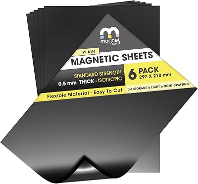 The Magnet Shop TMS A4 Magnetic Sheets 0.5mm 6 Pack for Crafts & Die Storage