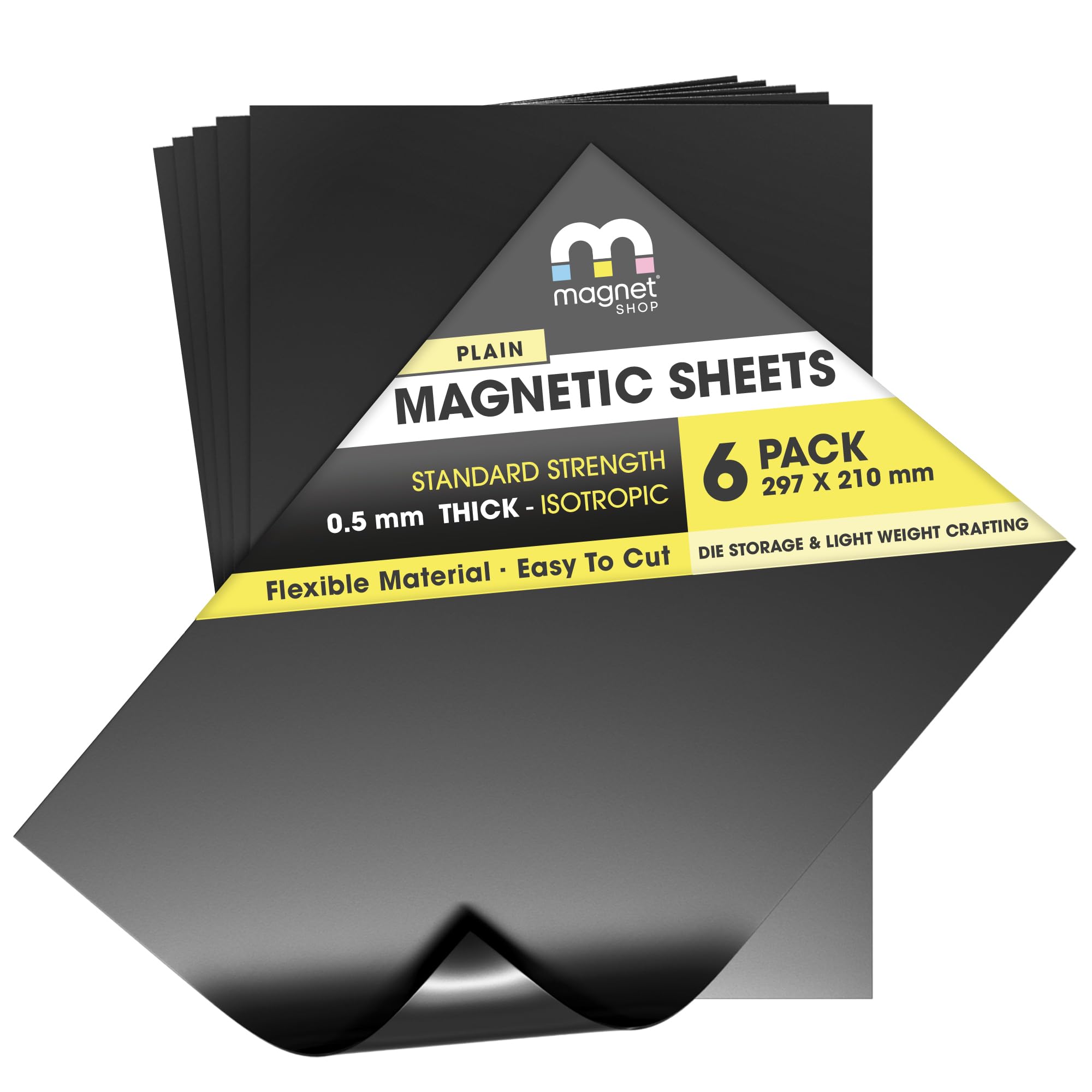 TMS A4 Magnetic Sheets - Magnets for Crafts, 0.5mm Flexible Sheeting for Die Storage, Art, Crafts or Making your own Fridge Magnets - 6 Pack - by The Magnet Shop