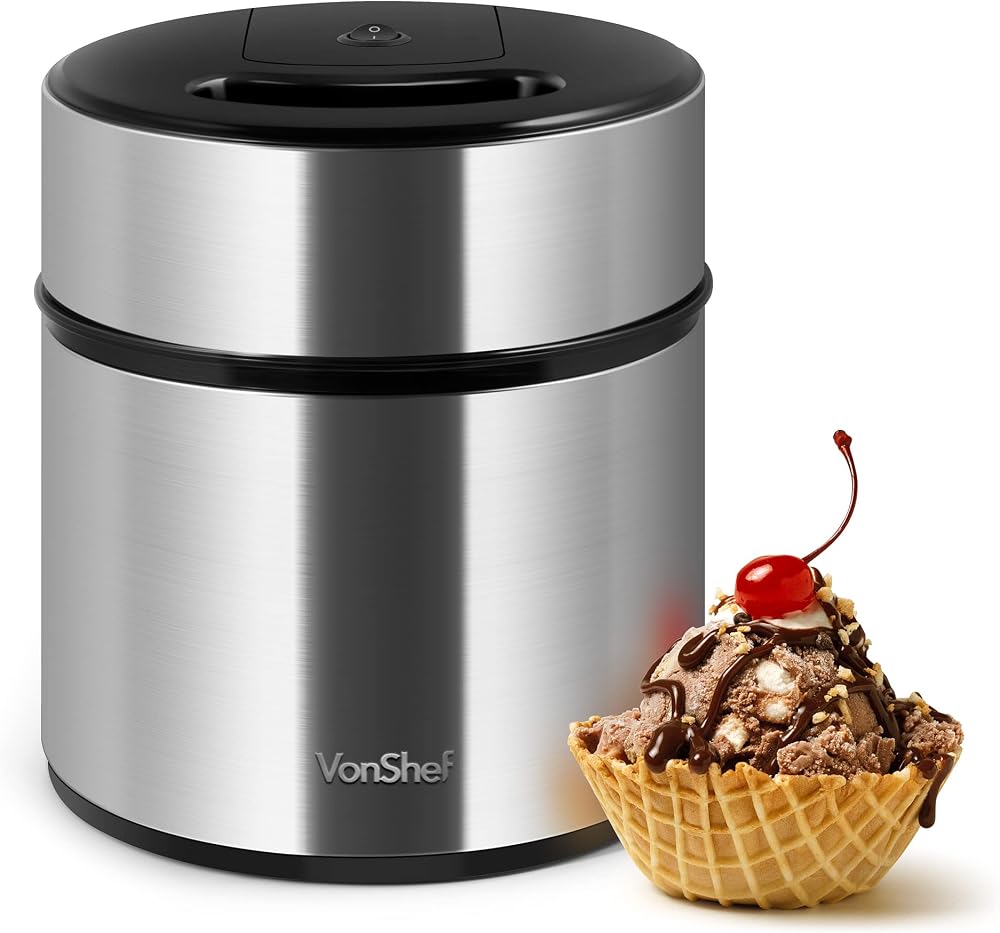 VonShef Ice Cream Maker 2L Frozen Yoghurt Sorbet Machine Silver