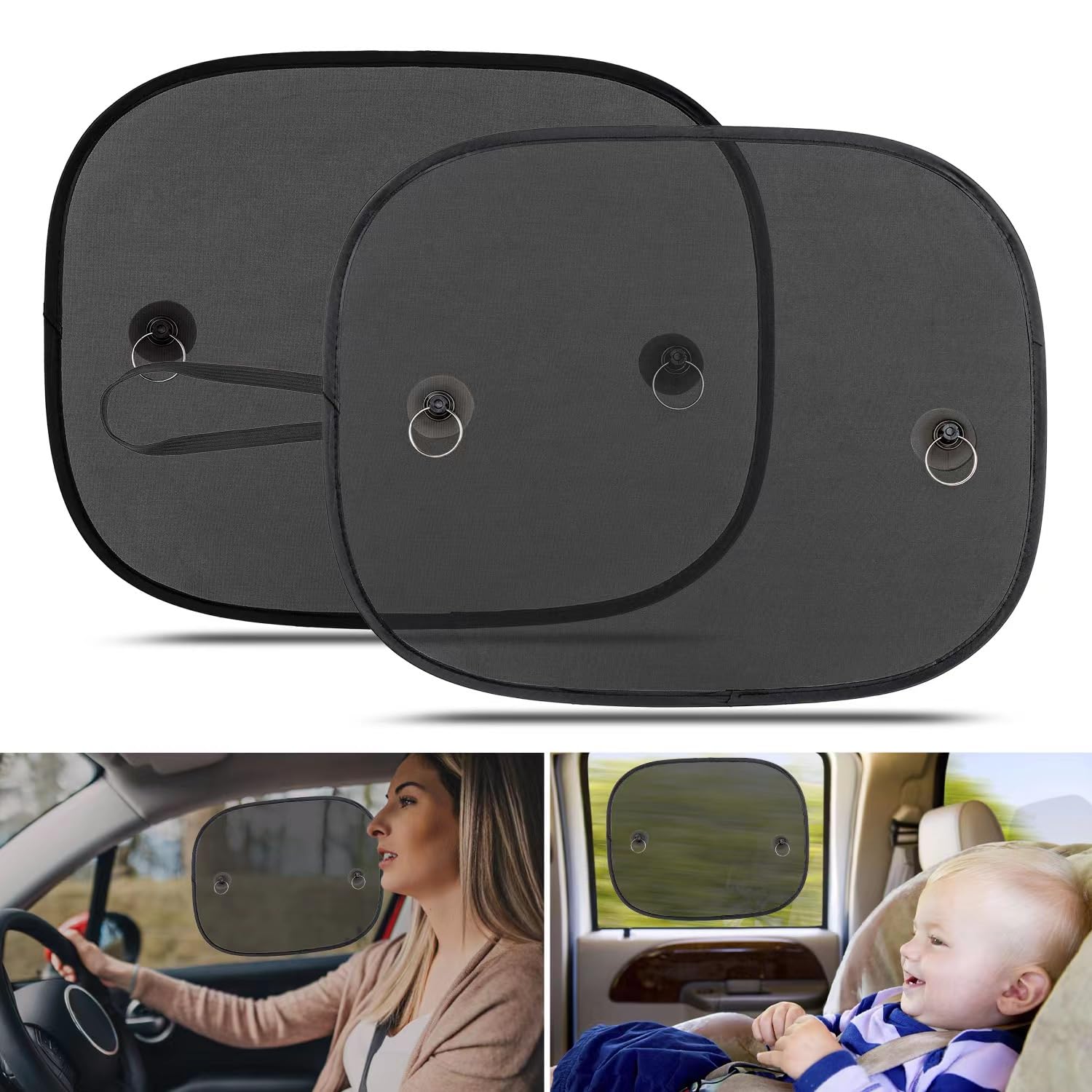 LEWONPO Car Window Shades for Baby, Universal Car Sun Shades for Side and Rear Window, Car Visor Side Window Sun Shade Cover Blocking Harmful UV Rays, Best for Baby, Kids and Pets Protection (2 Pack)