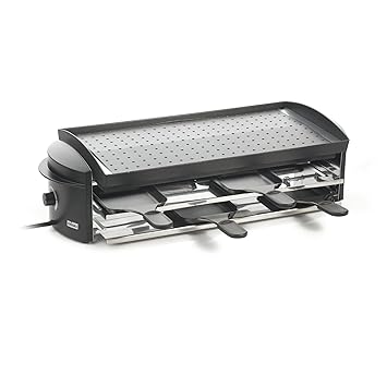 Stöckli Grill Cheeseboard, antihaftbeschichtet,INOX-Spritzschutzblechen, 8 Raclettepfännchen 0008.02