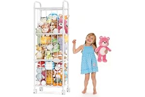 Stuffed Animal Storage with Brake Wheels,Metal Tube Toy Storage Organizer Extra Large Stuffed Animal Holder, Stuffed Animal Z