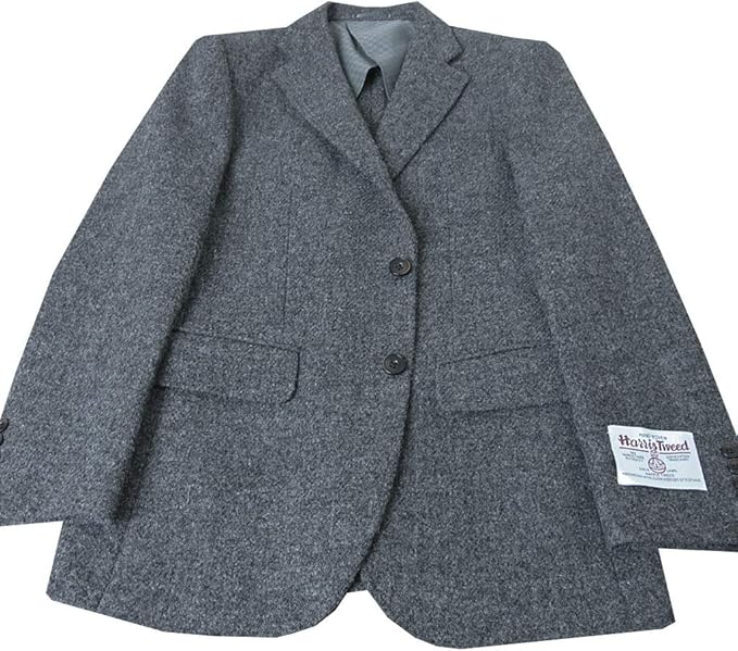 Amazon Respect 秋冬 ハリスツイード ジャケット チャコールグレー 2つボタン メンズ ブレザー 18 チャコールグレー コート ジャケット 通販