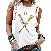 Baseball Mom Tank Tops Women Casual Sleeveless Tee Shirt Letter Print Summer Tops
