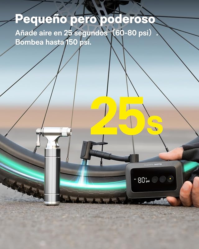 Inflador de Ruedas para Coche, Mini Bomba de Aire para Bicicleta