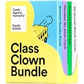 Class Clown Bundle for Cards Against Humanity Family Edition | 3 awesome packs: Written By Kids Pack, Smarty Pants Pack, and School Sucks Pack. Plus 30 blank cards for your own bad jokes.