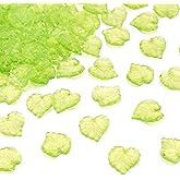 Craftdady 100Pcs Transparent Green Acrylic Leaf Pendants 15x15mm Plastic Leaf Bead Charms with 1.5mm Hole for DIY Jewelry Craft Making