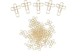 AJABAVBD 50PCS Gold Heart Cross Paper Clips, Bible Study Supplies, Christian Gifts for Women Jesus Bible Stuff Bookmark journaling Supplies Accessories, Easter Eggs fillers, Valentines Day Cards Teacher Gifts