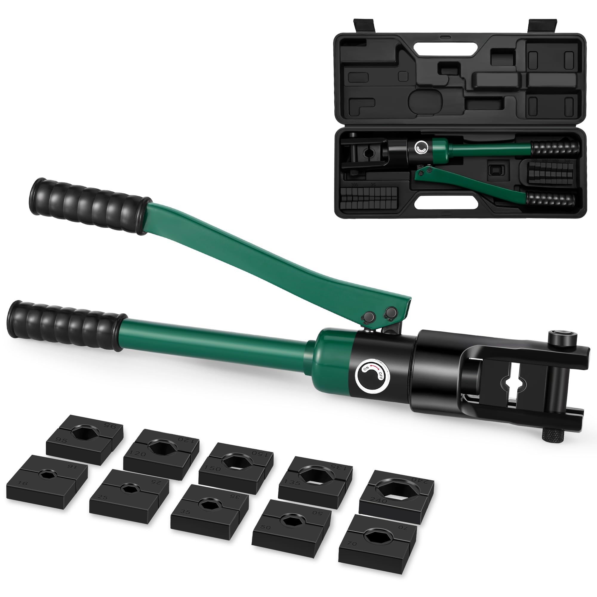 Dechengbao Hydraulic Cable Lug Crimper 16-240mm²，Electrical Terminal Cable Wire Tool Kit with 8 Die (16-240mm² Crimping Tool)