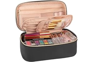 OCHEAL Small Cosmetic Bag,Portable Cute Travel Makeup Bag for Women and girls Makeup Brush Organizer cosmetics Pouch Bags-Black