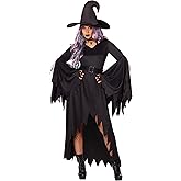 Spirit Halloween Adult Gothic Witch Costume | Adult Witch Costumes | Black High-Low Frayed Gown