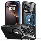 ESR for iPhone 16 Pro Max Case, Compatible with MagSafe, Military-Grade Protective Case, Built-in Stash Stand Phone Case, Scratch-Resistant Back Cover, Classic Series, Clear Black