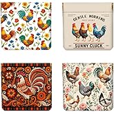 Peacoblue 4Pcs Small Leather Squeeze Coin Purse for Women-Chicken Pattern Waterproof & Durable Snap Closure Change Pouch Mini Money Wallet Bag for Adult Teen Girls Best Gift