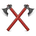 16" Throwing Axe Set with Beech Wood Handle, Professional Throwing Hatchet Set of Two, Viking Style Throwing Tomahawks with Steel Wedge for Adults' Competition and Outdoor Recreation, Red