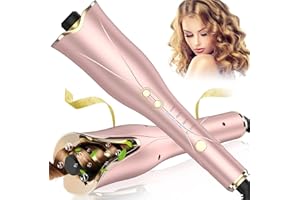LALUZTOP Auto Hair Curler, Automatic Curling Iron Wand with 4 Temperatures & 3 Timers & LCD Display, Curling Iron with 1" Large Rotating Barrel, Dual Voltage Auto Shut-Off Spin Iron for Hair Styling