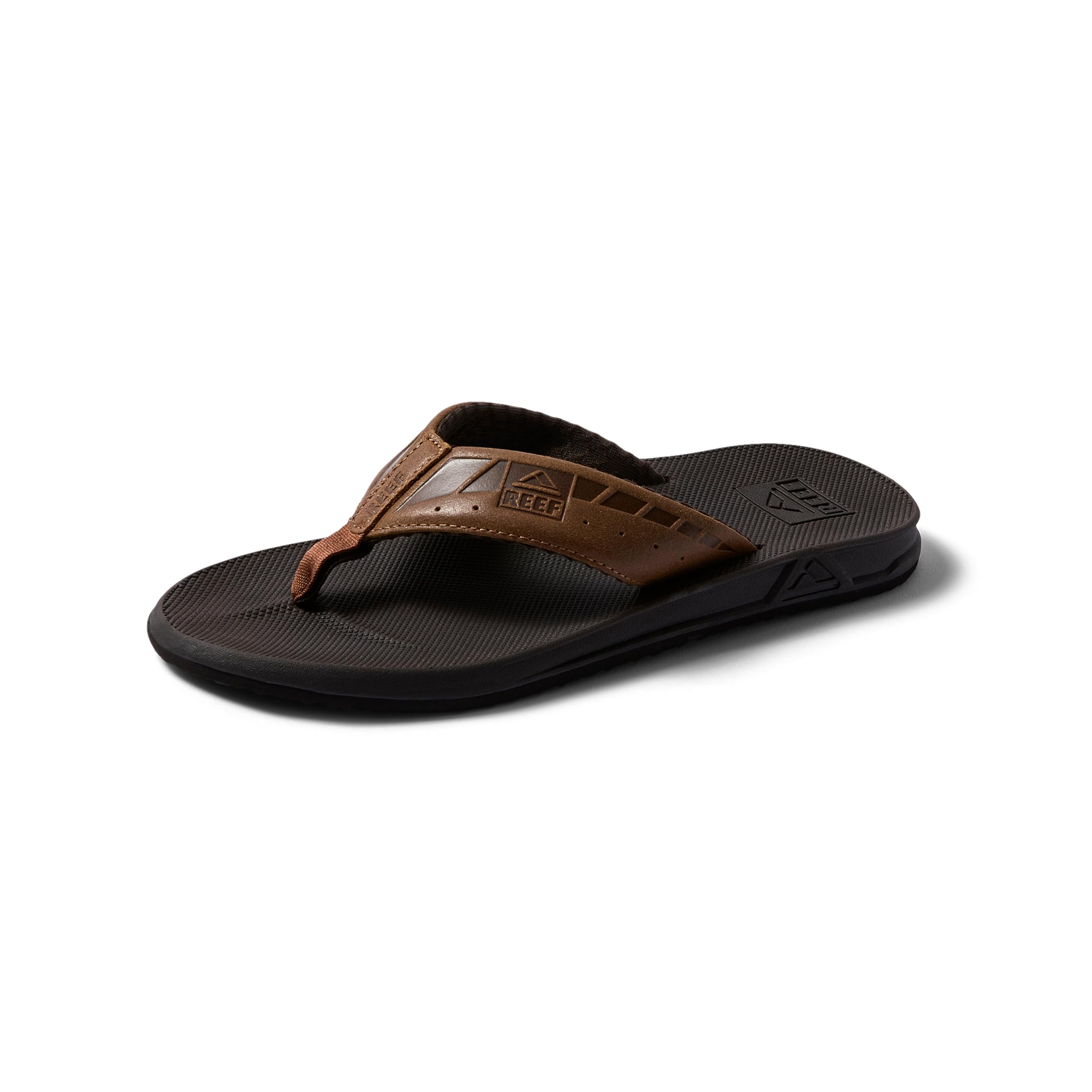 Photo 1 of Reef Phantom LE Mens Beach Flip Flop, Full Grain Leather Strap, Compression Molded EVA footbed, Brown/Tan, 11