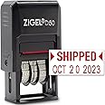 ZIGEL D50 Date Stamp with Shipped - Self Inking Date Stamp - Red