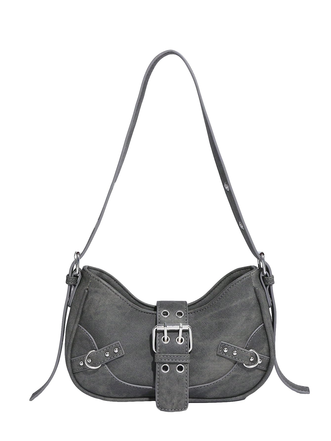Photo 1 of Verdusa Women's Pleated Hobo Shoulder Bag PU Leather Clutch Handbag Dark Grey One-Size