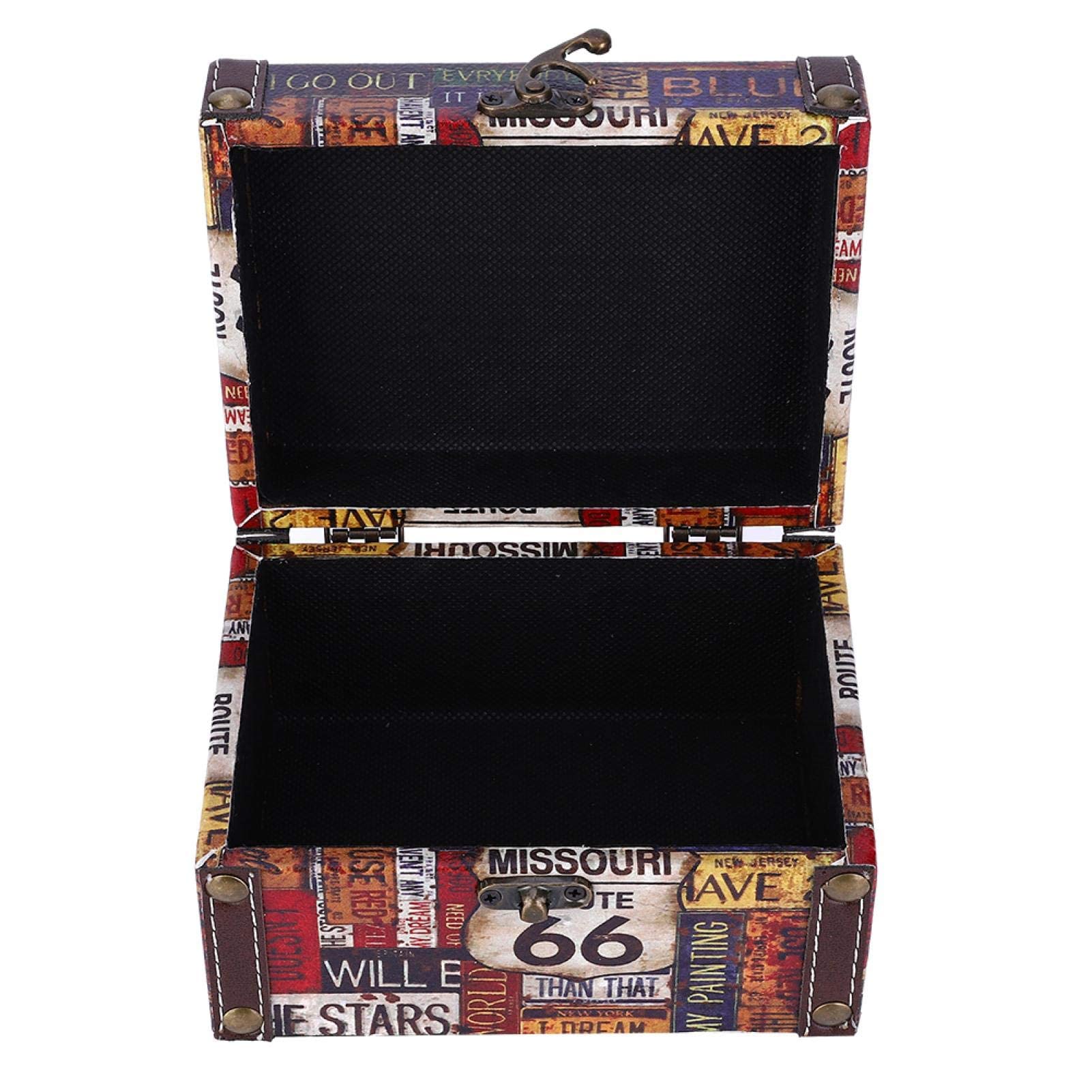 HERCHR Decorative Wooden Trinket Jewelry Box, Vintage Wooden Jewellery Box Storage Chest Handmade Retro European Style Storage Box