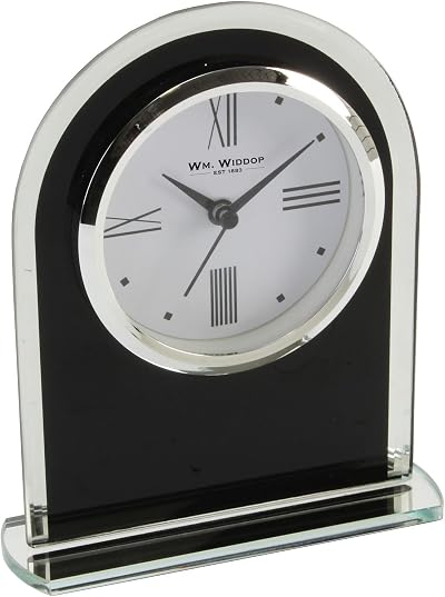 Wm.Widdop Black and Clear Arched Mantel Clock