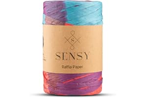 S SENSY Sensy Premium 317 Yards%100 Paper Multi-Color Raffia Paper Craft Ribbon Packing Paper Twine (400)