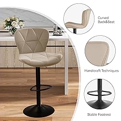 Nalupatio Modern Bar Stools Set of 2, Adjustable