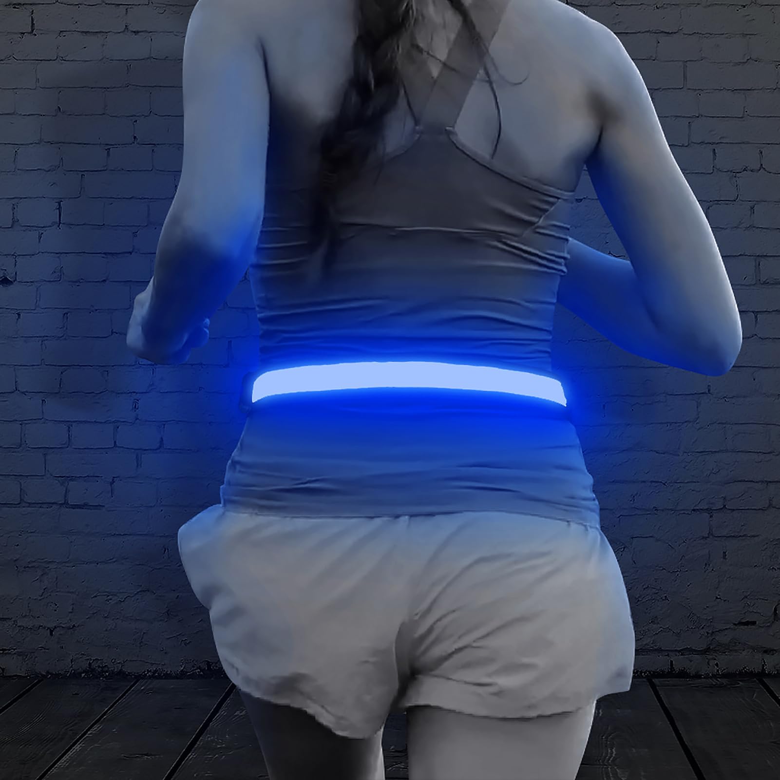 Photo 1 of Illumifun LED Running Belt, USB Rechargeable LED Waistband Glow in The Dark, Flashing Safety Belt for Running, Jogging, Biking, Camping, Walking (Blue)