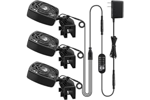 AQQA Aquarium Chiller Fan, Fish Tank Cooling Fan with Wind Speed & Angle Adjustable Timing Function Controller Multiple Lighting Colors, Water Chiller for Freshwater and Saltwater Tanks (3-Fan Head)