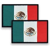 QQSD Mexico Flag Patch Mexican Tactical Patch- Hook and Loop Fastener, 2 Pack