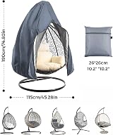 Emwel Hanging Chair Cover 190x115cm Egg Swing Outdoor Waterproof Dustproof view 2