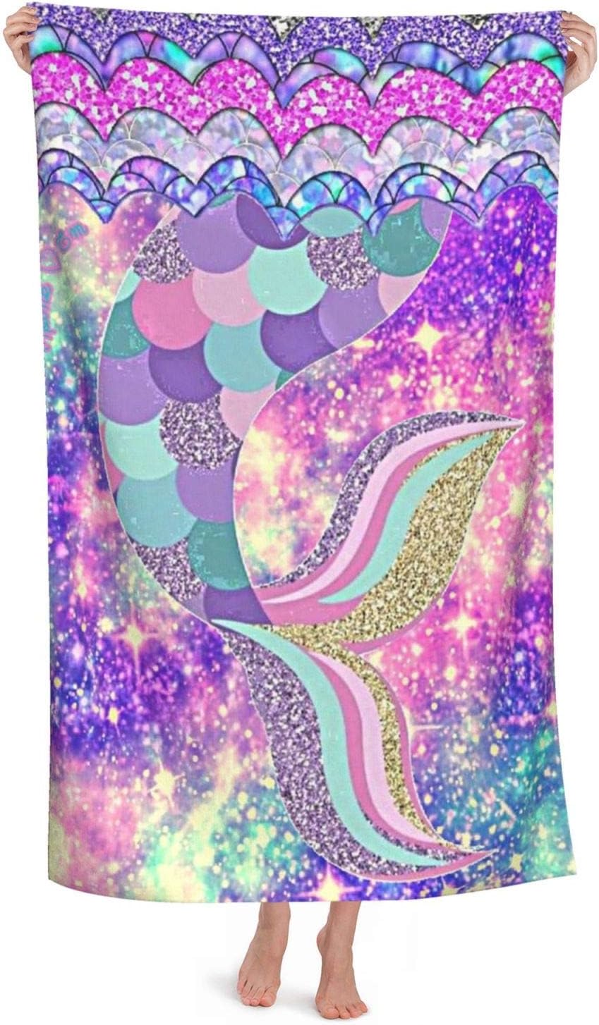 Mermaid Beach Towel for Women, Large Beach Towel Cute Mermaid Tail