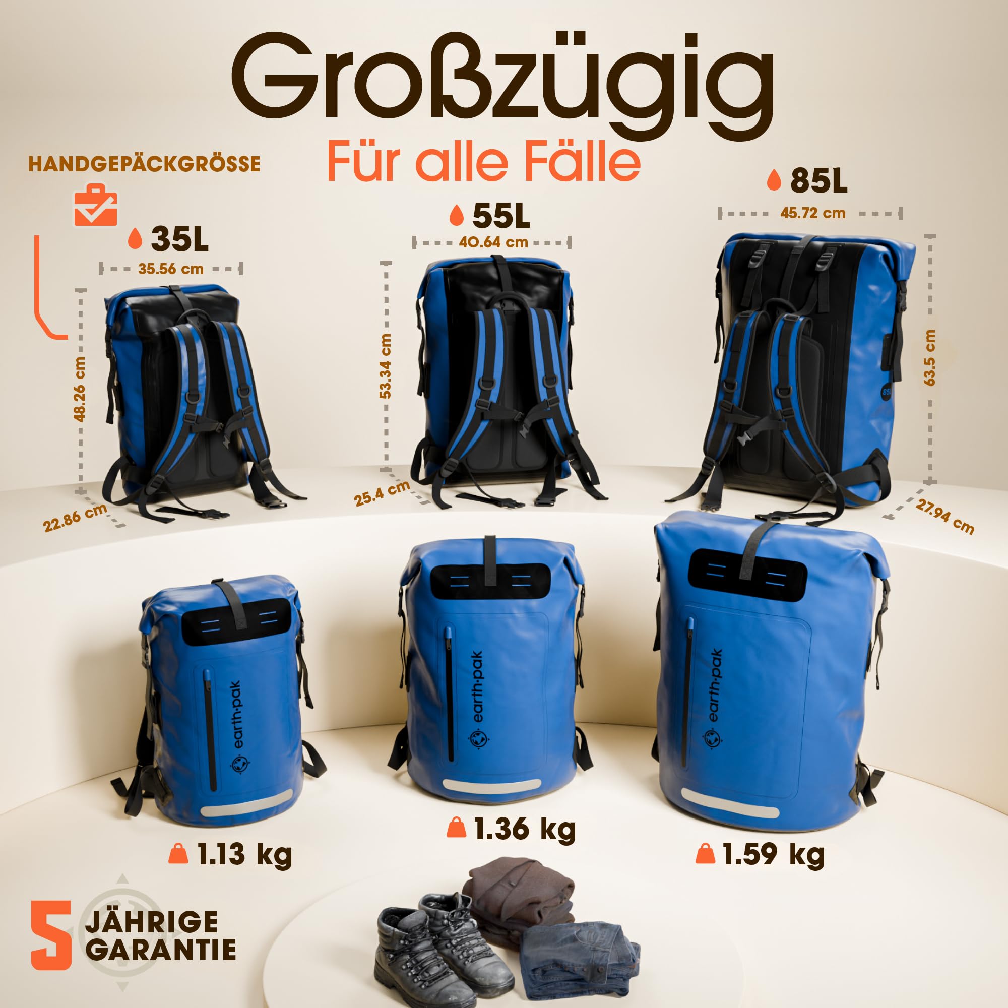 Wasserdichter Rucksack 55L - Rolltop Dry Bag - Kajak Angeln - Damen Herren 2