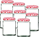 Offer Shop 190ml Glass Jam Jars with Red Gingham Lids - 8 Set view 6