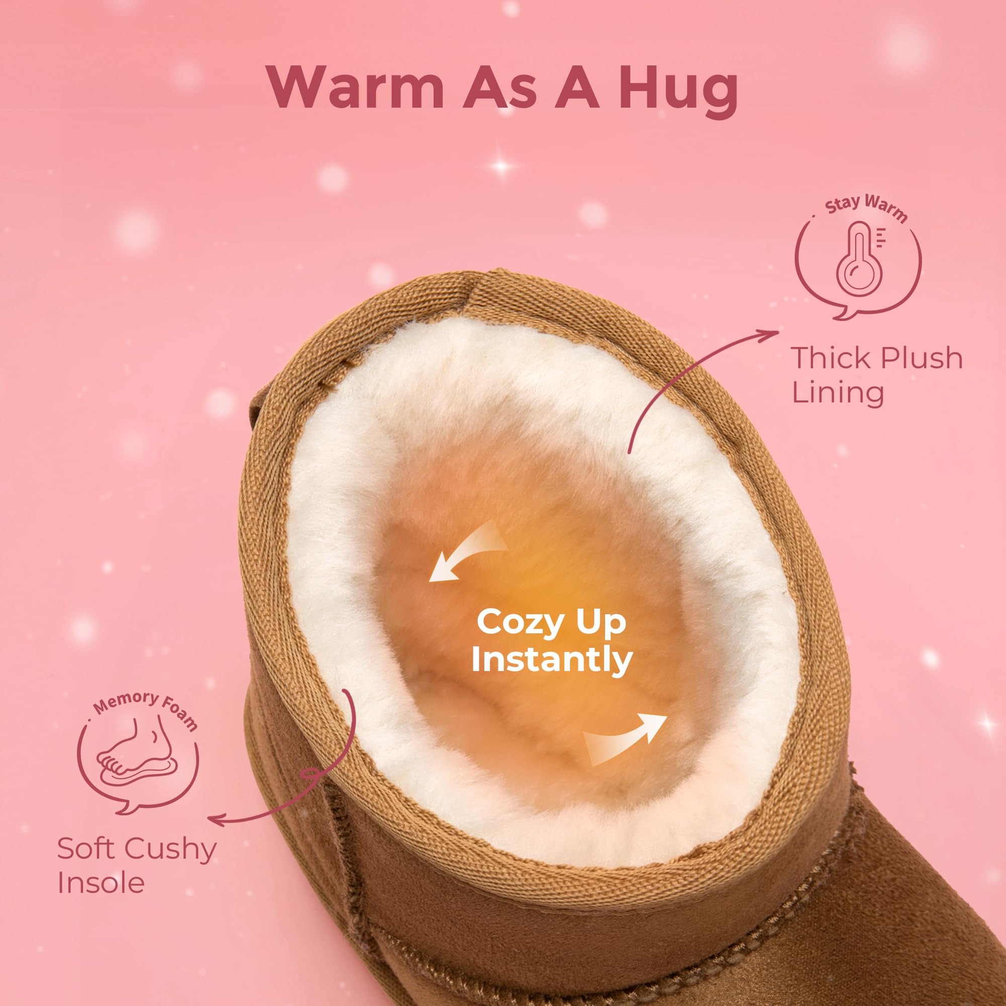 DREAM PAIRS Girls Boys Boots Kids Winter Ankle Faux Fur Lined Snow Shoes FuzzyClassic Kid's Low Boot for Toddler/Little Kid/Big Kid