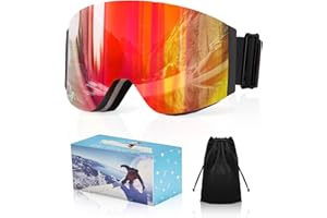 Coolpub Ski/Snowboard Goggles for Men Women, Frameless OTG Magnetic Flip up HD Lens Anti Fog UV400 Snow Snowboarding Goggles