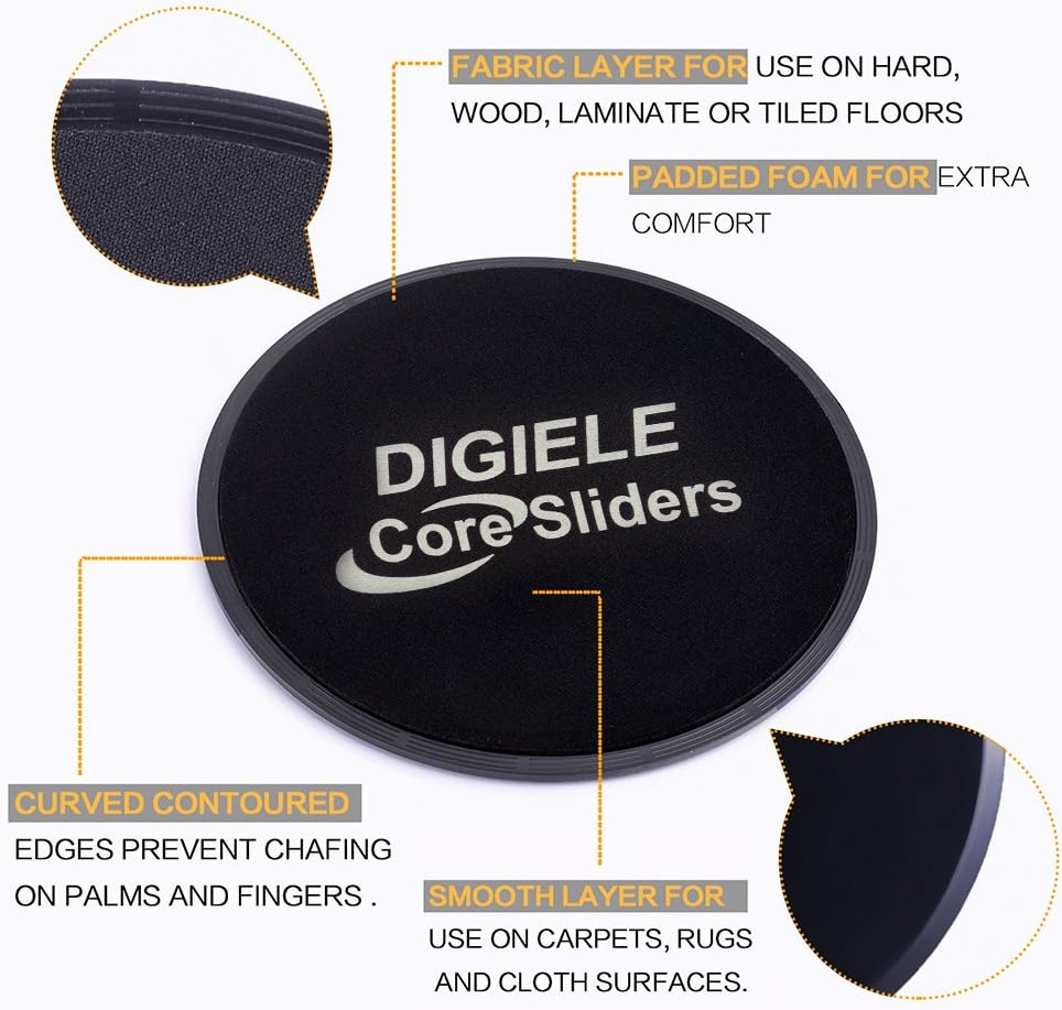 DIGIELE Gliding Discs 2 Dual Sided Core Sliders, Sliding Discs for Use on Carpet & Hardwood Floors - Image 3