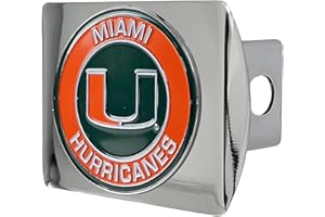 University of Miami Hurricanes Chrome Metal Hitch Cover with 3D Color Team Logo by FANMATS - Round Molded Design – Easy Installation on Truck, SUV, Car - Ideal Gift for NCAA College Fan/Student