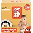 Hello Bello Premium Diapers, Size Newborn (NB, Up to 10 lbs) Surprise Pack for Girls, 128 Count, Hypoallergenic with Soft, Cloth-Like Feel, Assorted Girl and Gender Neutral Patterns