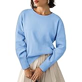 Yousify Womens Crewneck Knit Sweaters Casual Long Sleeve Loose Fit Fall Basic Soft Pullover Jumper Tops