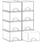 Zeawec 8 Pack Small Clear Stackable Acrylic Storage Boxes &amp; Drawers | Storage Organizer, Clear Plastic Makeup Organizer, Ideal for Vanity, Cabinet, Desk Organization, Art Tool &amp; Sketch