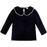 LYSMuch 18M-6T Toddler Baby Girl Long Sleeve Collar Shirt Peter Pan Blouse Lace Undershirt Top Solid Color Clothes